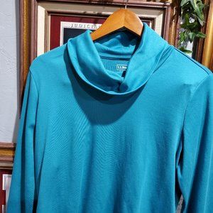 lovely turquoise shawl collar t-neck, LL Bean L